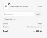 WELCOME coupon verification screenshot
