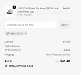 welcome10 coupon verification screenshot