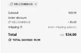 WELCOMEBACK coupon verification screenshot