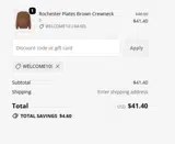 WELCOME10! coupon verification screenshot