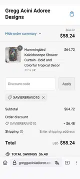 XAVIERBRAVO10 coupon verification screenshot