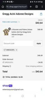 Gregg35% coupon verification screenshot