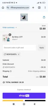 NEWYEAR5% coupon verification screenshot
