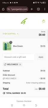 Griffy's Organics coupon verification screenshot