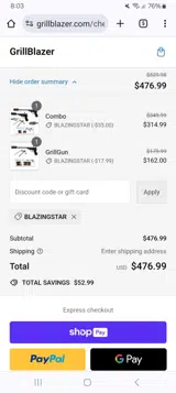 Blazingstar coupon verification screenshot