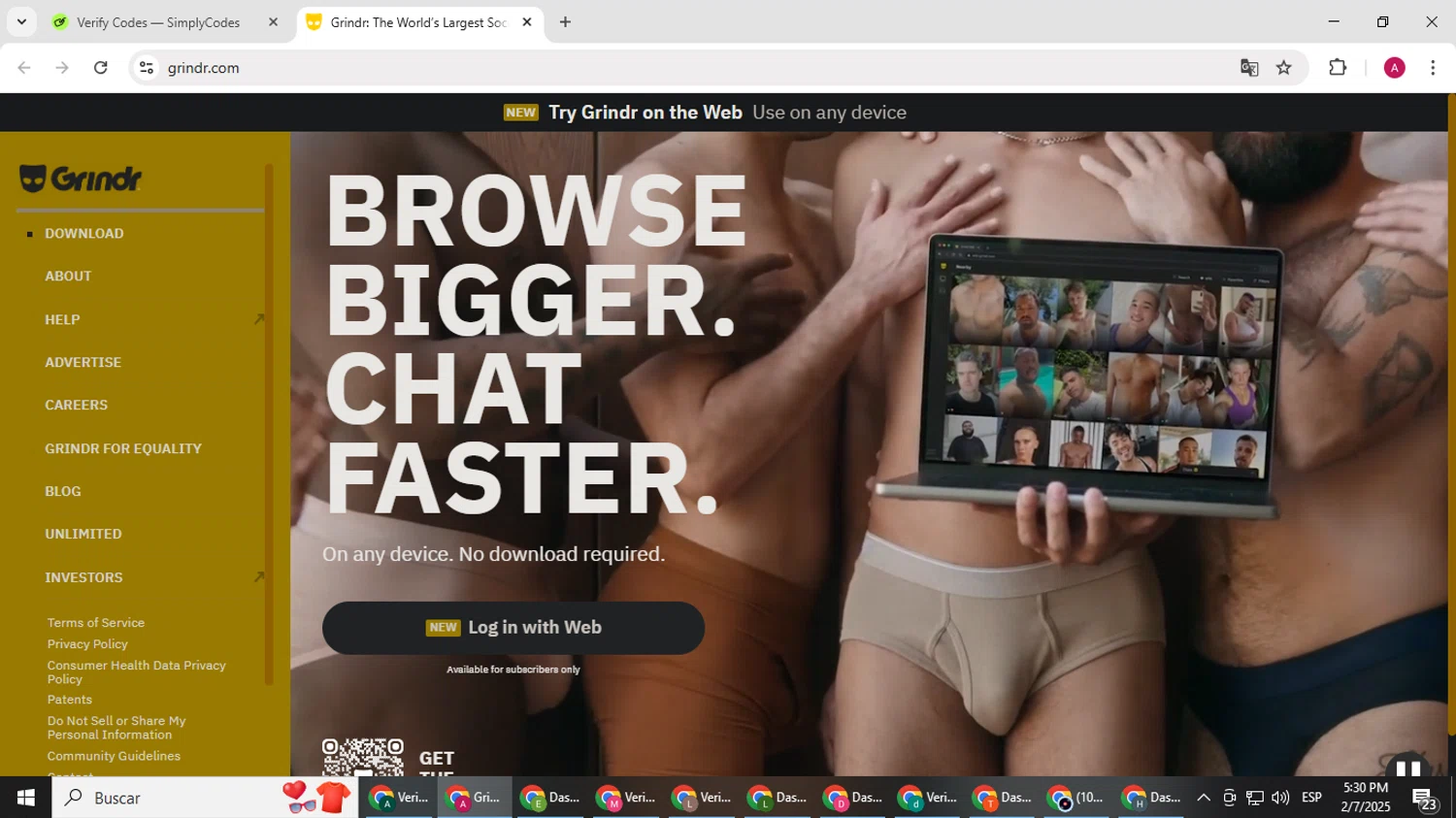 Grindr promo code screenshot showing code SPRING18 applied at Grindr checkout page. Uploaded by SimplyCodes community member BMWGS1200 on Feb 7, 2025