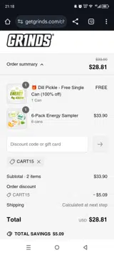 CART15 coupon verification screenshot