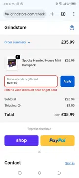 treat15 coupon verification screenshot