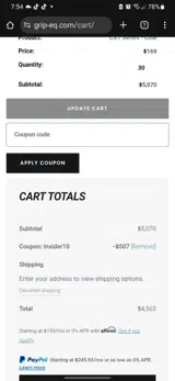 INSIDER10 coupon verification screenshot