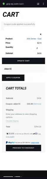 Alden10 coupon verification screenshot