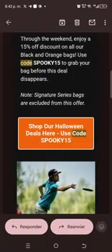 Spooky15 coupon verification screenshot