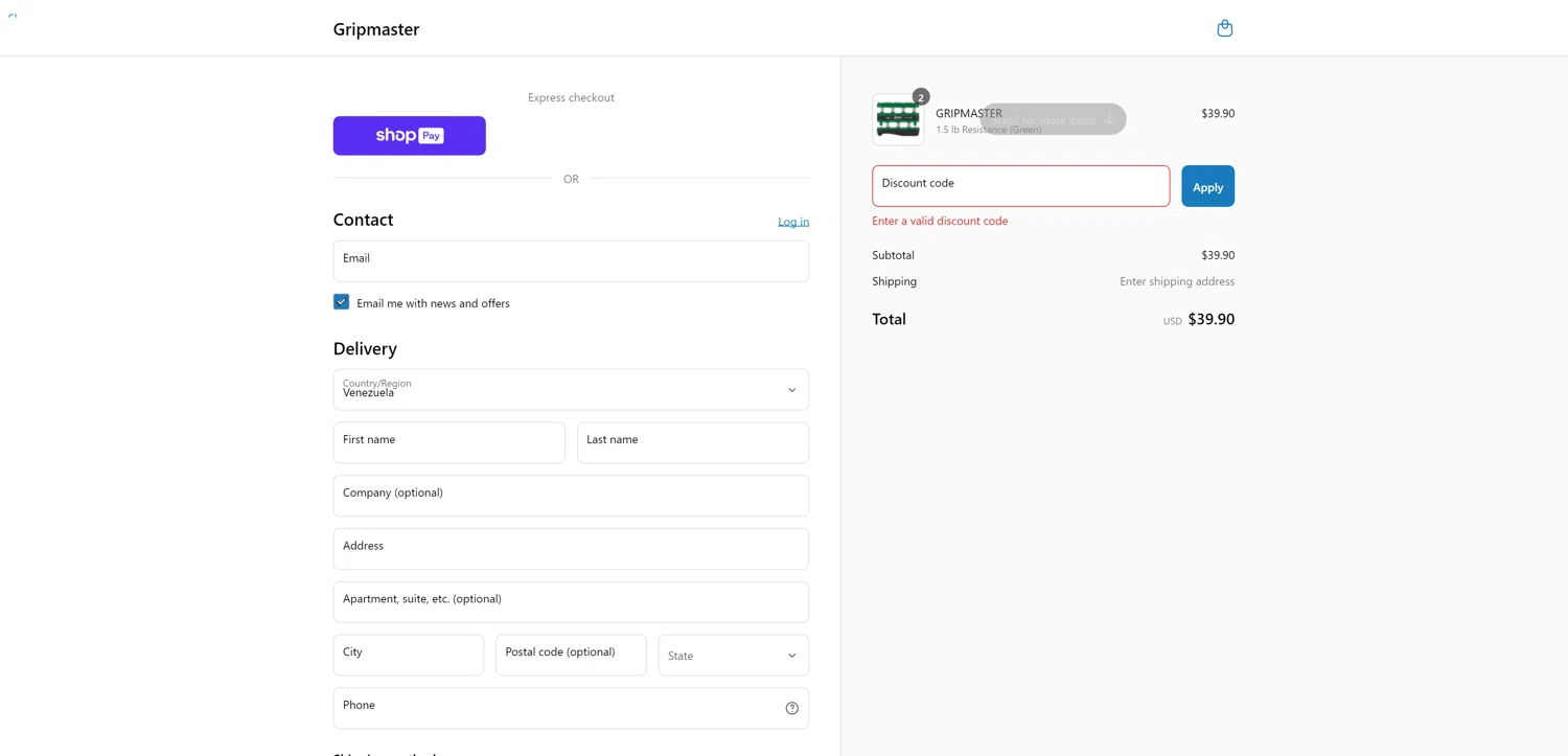 Gripmaster promo code screenshot showing code BWS10 applied at Gripmaster checkout page. Uploaded by SimplyCodes community member PromoSeeker7158 on Apr 27, 2025