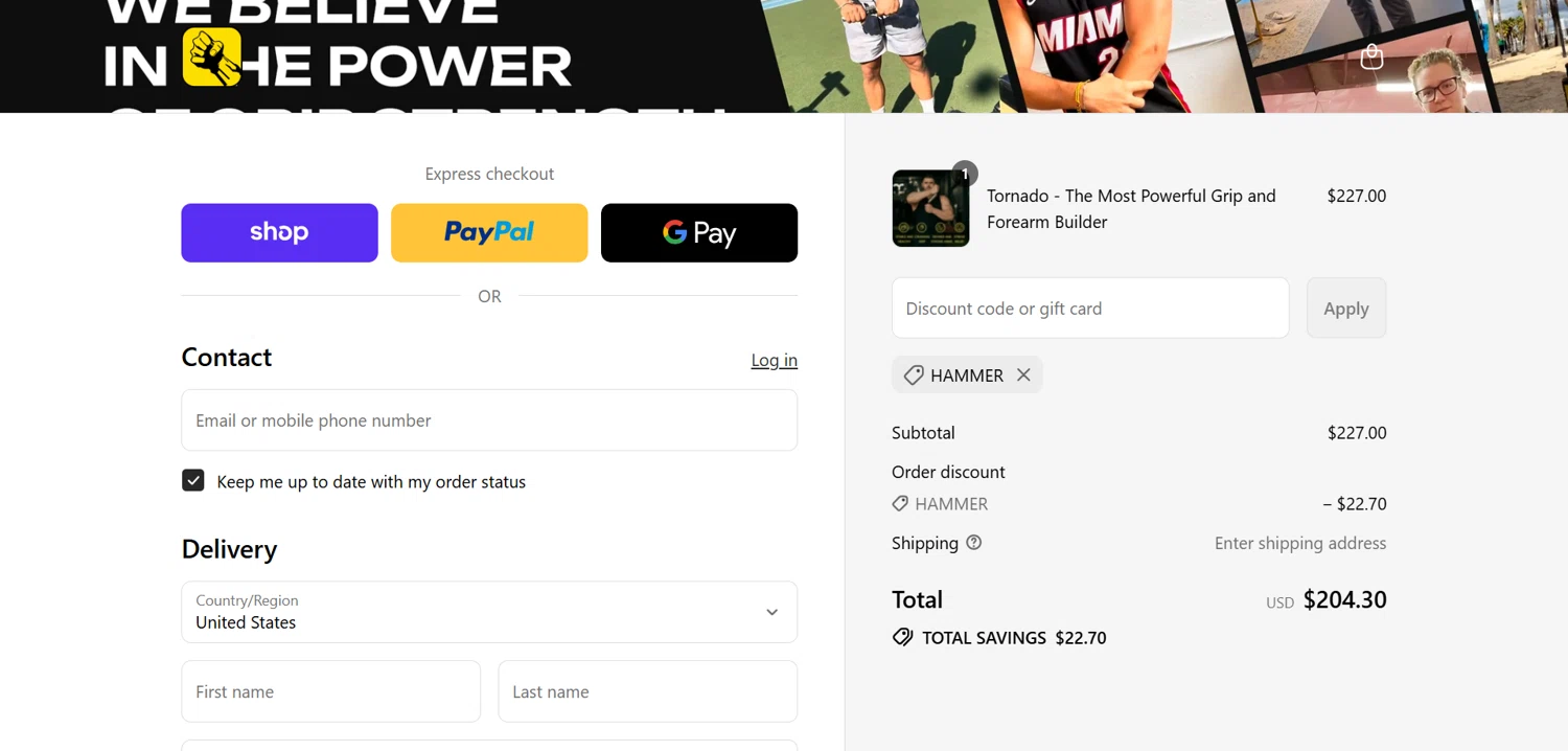 Gripzilla discount code screenshot showing code HAMMER applied at Gripzilla checkout page. Uploaded by SimplyCodes community member Dorothy on Sep 3, 2025
