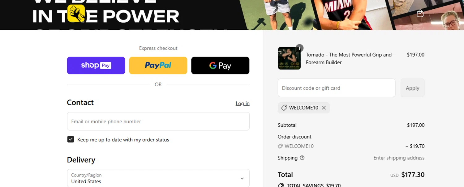 Gripzilla discount code screenshot showing code WELCOME10 applied at Gripzilla checkout page. Uploaded by SimplyCodes community member ashe1986 on Jul 2, 2025