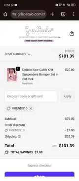 FRIENDS10 coupon verification screenshot