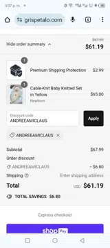 ANDREEAMICLAUS coupon verification screenshot