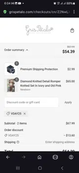 Vday25 coupon verification screenshot