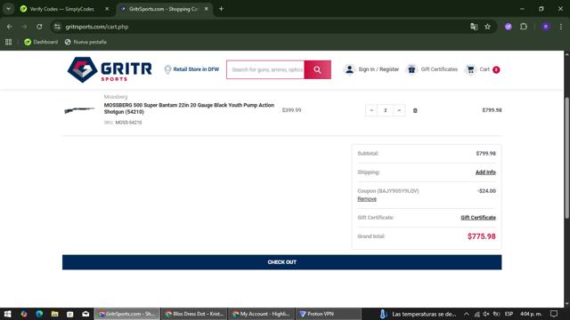 GritrSports checkout page showing GritrSports coupon code box | Screenshot taken by SimplyCodes community member on Aug 20, 2025