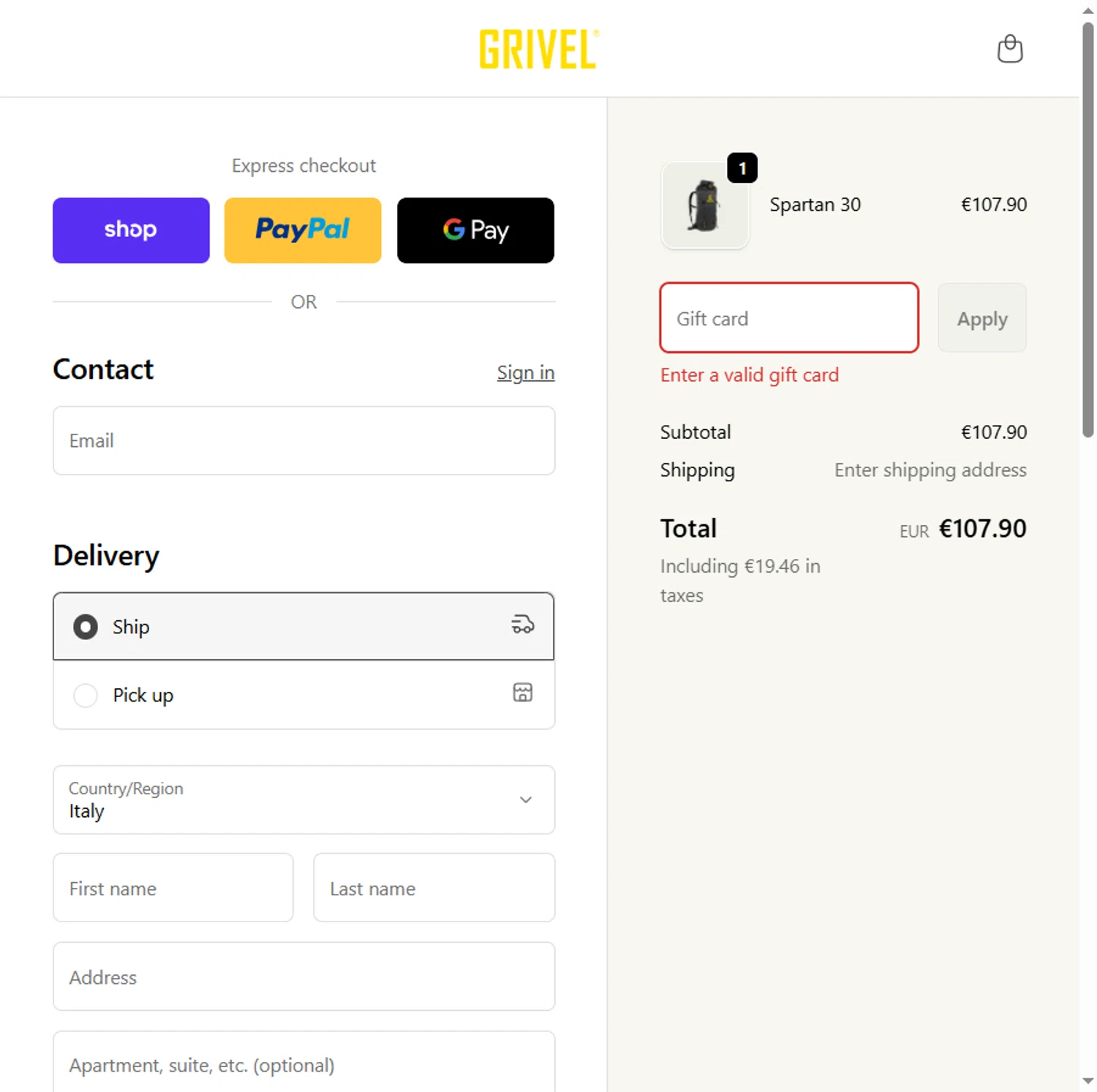 Grivel promo code screenshot showing code BF25-VIP applied at Grivel checkout page. Uploaded by SimplyCodes community member Beaaalmera on Nov 29, 2025