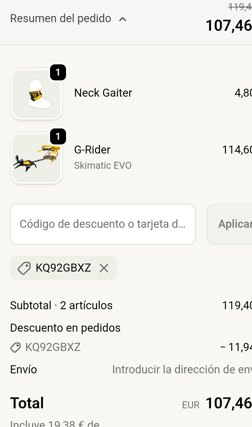 Grivel promo code screenshot showing code KQ92GBXZ applied at Grivel checkout page. Uploaded by SimplyCodes community member chepipro on Feb 17, 2026