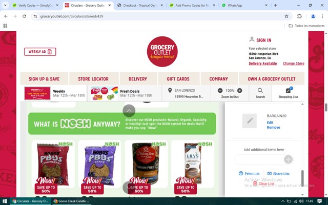 Grocery Outlet checkout page showing Grocery Outlet promo code box | Screenshot taken by SimplyCodes community member on Mar 13, 2025