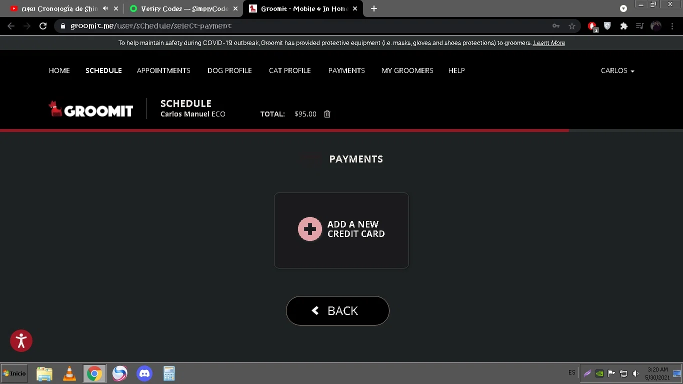 Groomit checkout page showing Groomit promo code box | Screenshot taken by SimplyCodes community member on May 30, 2021