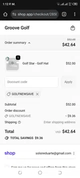 golfnewsave coupon verification screenshot