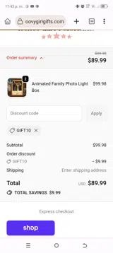 GIFT10 coupon verification screenshot