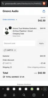 Groovz Audio coupon verification screenshot
