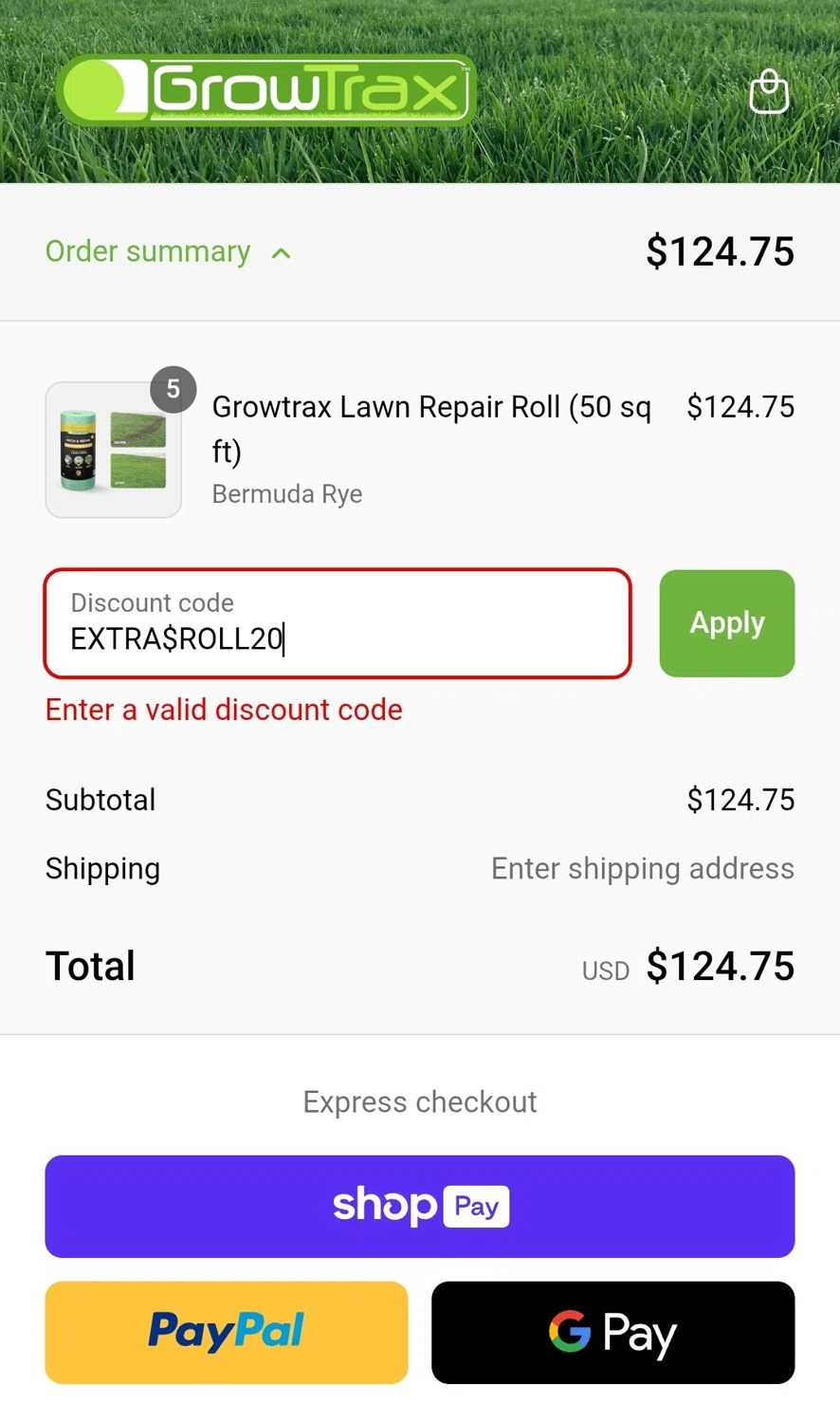 Grotrax promo code screenshot showing code EXTRA$ROLL20 applied at Grotrax checkout page. Uploaded by SimplyCodes community member JuanMonge on May 25, 2025