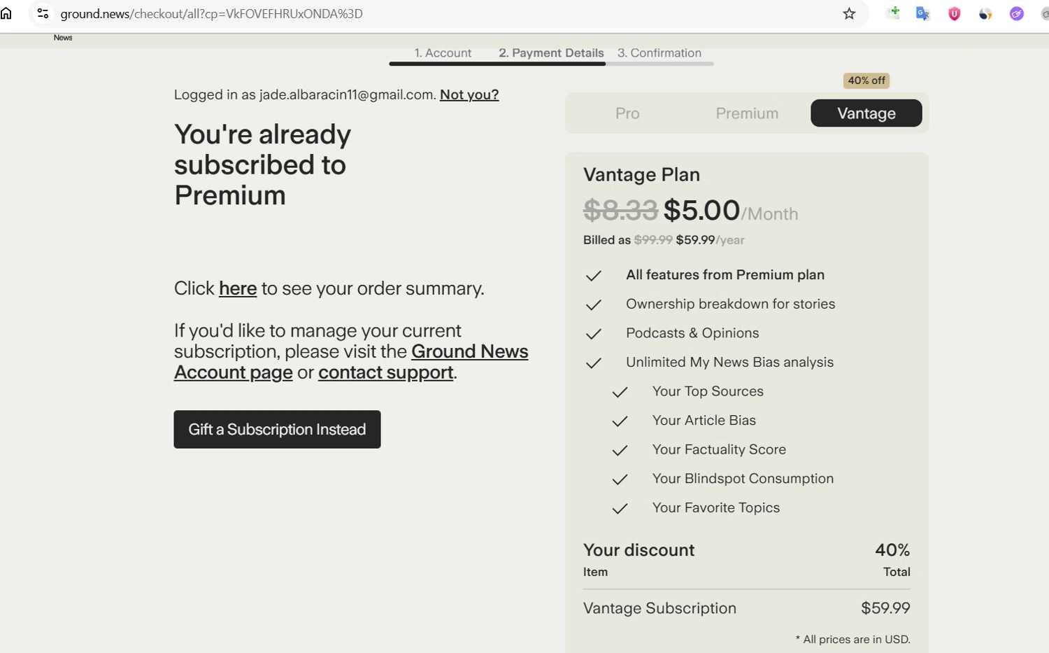 Ground News promo code screenshot showing code THEO applied at Ground News checkout page. Uploaded by SimplyCodes community member jade5416625024720 on Jul 2, 2025