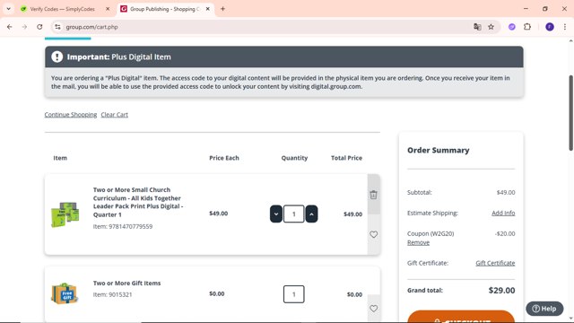 Group checkout page showing Group promo code box | Screenshot taken by SimplyCodes community member on Jul 5, 2025