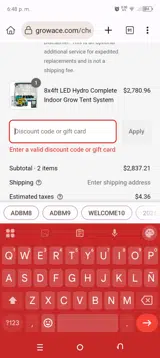 Grow Ace coupon verification screenshot