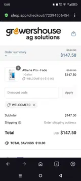 Welcome10 coupon verification screenshot