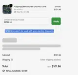 PETEB10 coupon verification screenshot