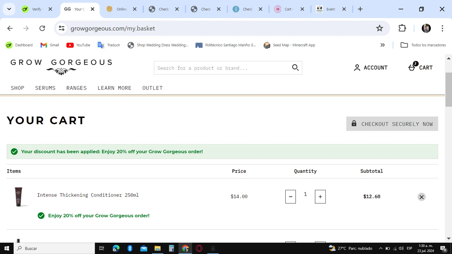 where to use Grow gorgeous promo code box
