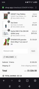WELCOME5 coupon verification screenshot
