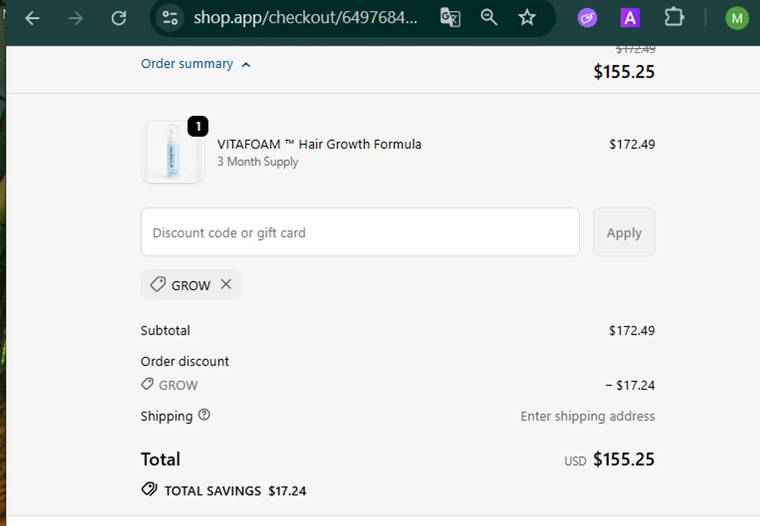 Growplex discount code screenshot showing code GROW applied at Growplex checkout page. Uploaded by SimplyCodes community member MARCVH on Sep 21, 2025