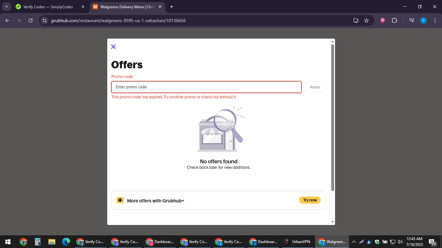 GrubHub promo code screenshot showing code GH3OFF applied at GrubHub checkout page. Uploaded by SimplyCodes community member LuckyPioneer4530 on Jul 18, 2025
