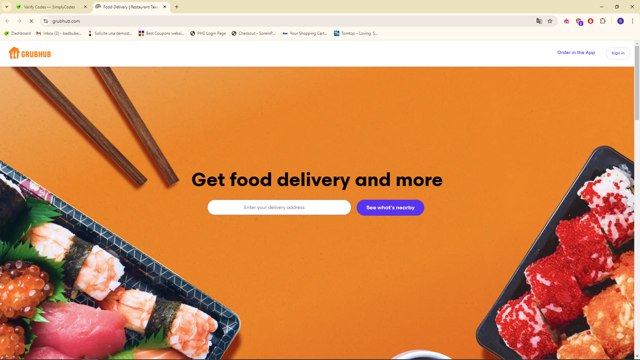 GrubHub checkout page showing GrubHub promo code box | Screenshot taken by SimplyCodes community member on Oct 14, 2024
