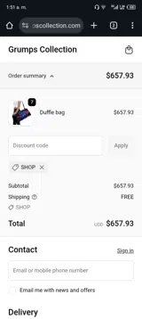 SHOP coupon verification screenshot