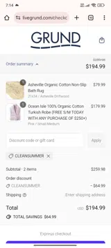 CLEANSUMMER coupon verification screenshot