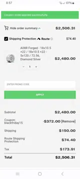 BLACKFRIDAY15 coupon verification screenshot