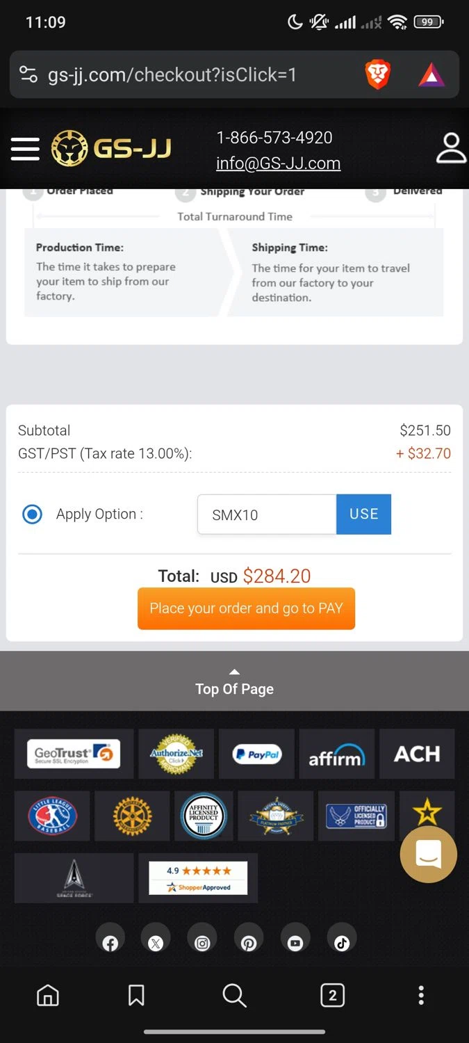 GS-JJ checkout page showing GS-JJ coupon code box | Screenshot taken by SimplyCodes community member on May 29, 2025