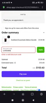LUISGABA coupon verification screenshot