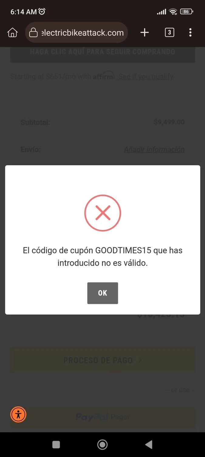 GT Bicycles discount code screenshot showing code GOODTIMES15 applied at GT Bicycles checkout page. Uploaded by SimplyCodes community member CrownLion2750 on Nov 25, 2025