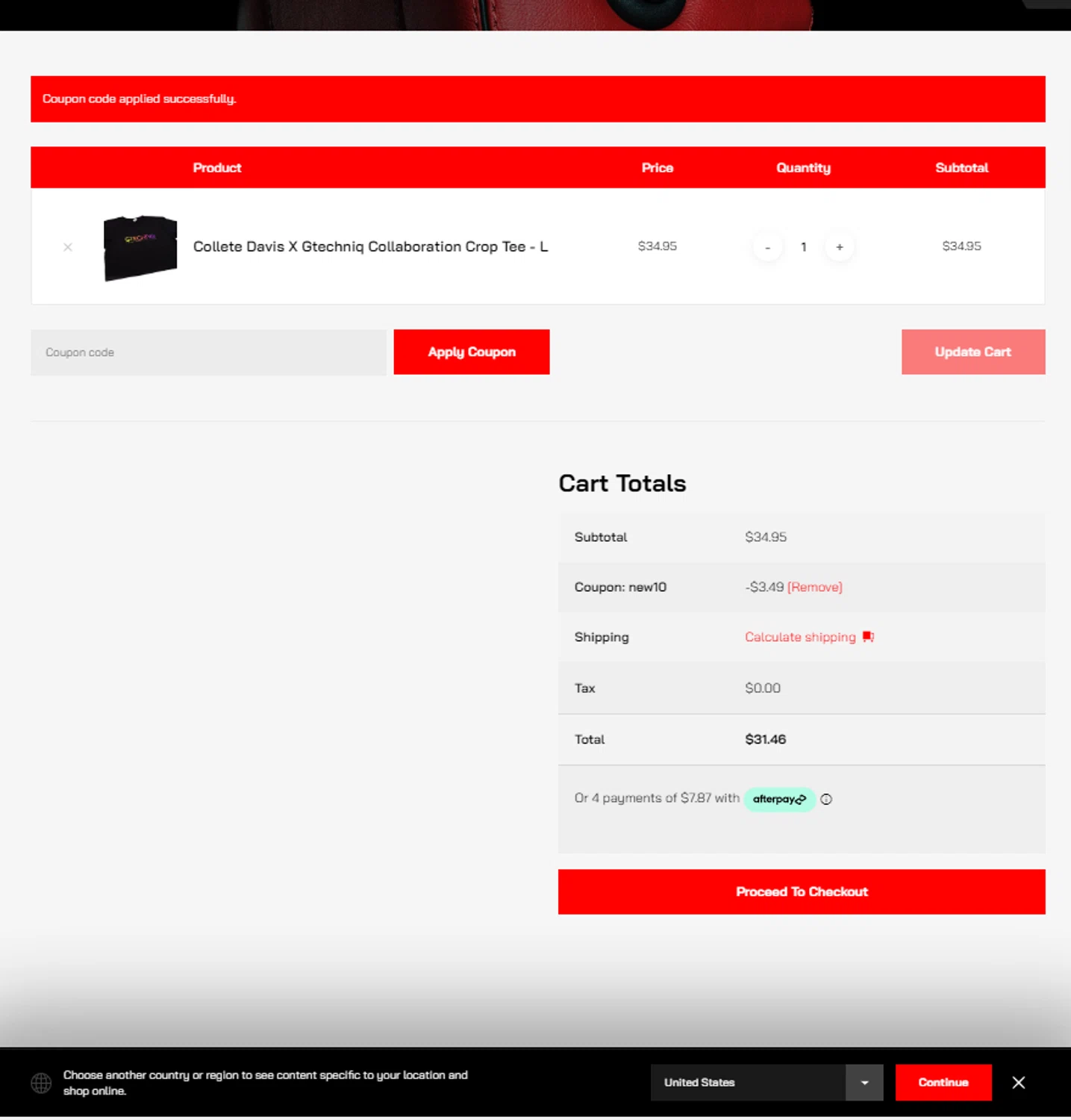 Gtechniq coupon code screenshot showing code new10 applied at Gtechniq checkout page. Uploaded by SimplyCodes community member Noah19 on Feb 5, 2025