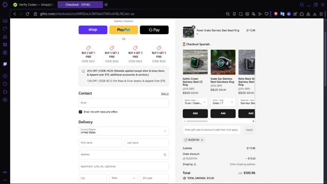 GTHIC checkout page showing GTHIC coupon code box | Screenshot taken by SimplyCodes community member on Sep 13, 2025