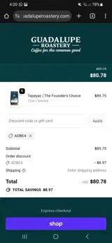 ADBE4 coupon verification screenshot
