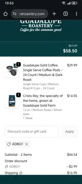 ADBGY coupon verification screenshot